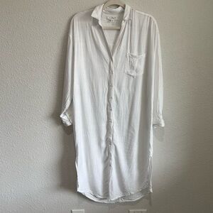 L*space Women's XS/S White Midi Cover-up Dress Button Down Vacation Resortwear